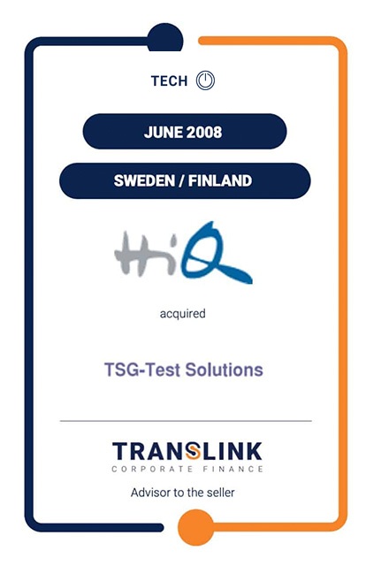 TRANSLINK ACTED AS ADVISOR TO TSG- TEST SOLUTIONS