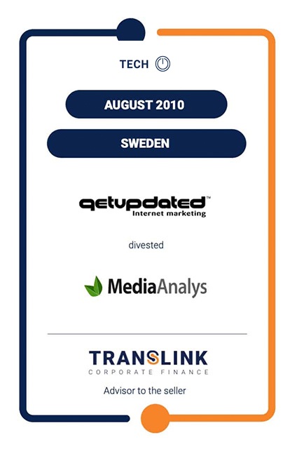 TRANSLINK ACTED AS ADVISOR TO MEDIAANALYS