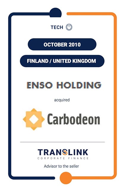 TRANSLINK ACTED AS ADVISOR TO CARBODEON