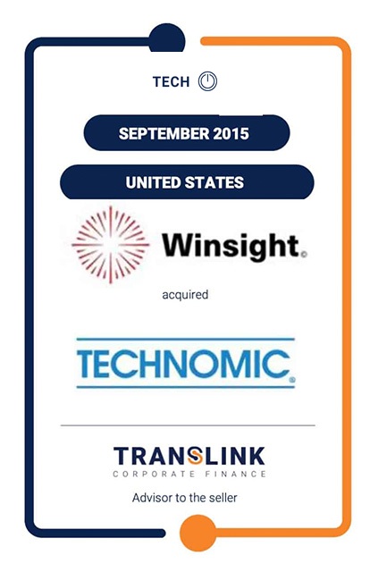 Translink advises Technomic Inc. on the sale of the company to Winsight, LLC