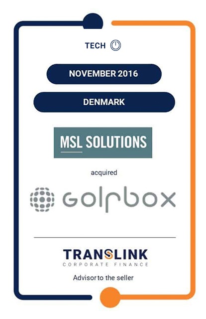 Translink Corporate Finance acted as the exclusive advisor GolfBox on the sale to MSL Solutions