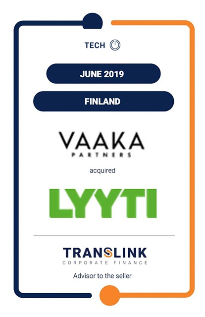 VAAKA PARTNERS TO SUPPORT THE INTERNATIONAL GROWTH OF LYYTI – TRANSLINK ADVISED THE OWNERS OF LYYTI IN THE TRANSACTION