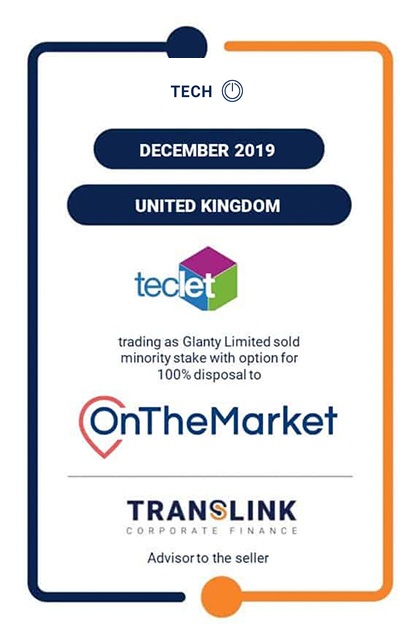 TECLET TRADING AS GLANTY LIMITED SOLD MINORITY STAKE WITH OPTION FOR 100% DISPOSAL TO ON THE MARKET PLC
