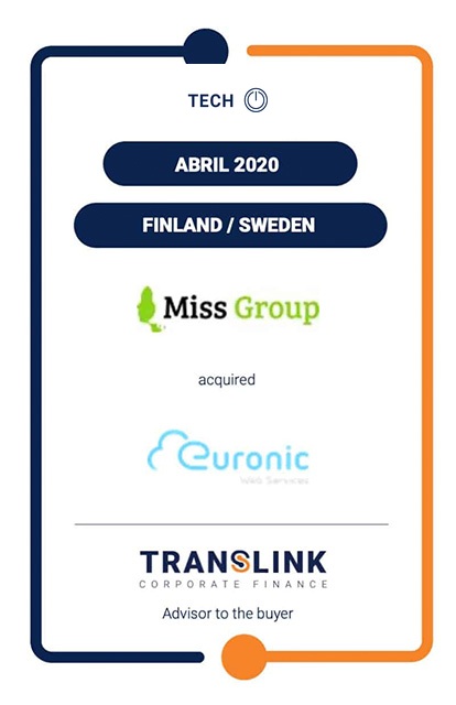 Translink acted as the exclusive financial adviser to Miss Group acquires Finnish web hosting company Euronic Oy