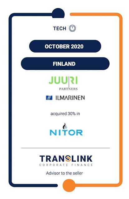 Juuri Partners and Ilmarinen acquire 30% in digital engineering company Nitor Group. Translink advised Nitor Group and its founding partners in the transaction