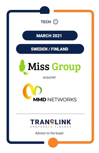 TRANSLINK ADVISES SWEDISH MISS GROUP ON THE ACQUISITION OF FINNISH MMD NETWORKS
