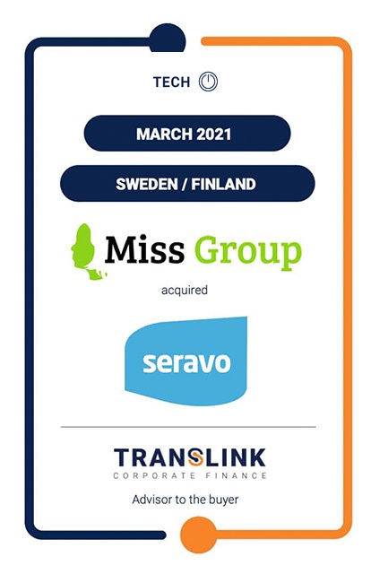 TRANSLINK ADVISED SWEDISH MISS GROUP ON THE ACQUISITION OF SERAVO IN FINLAND