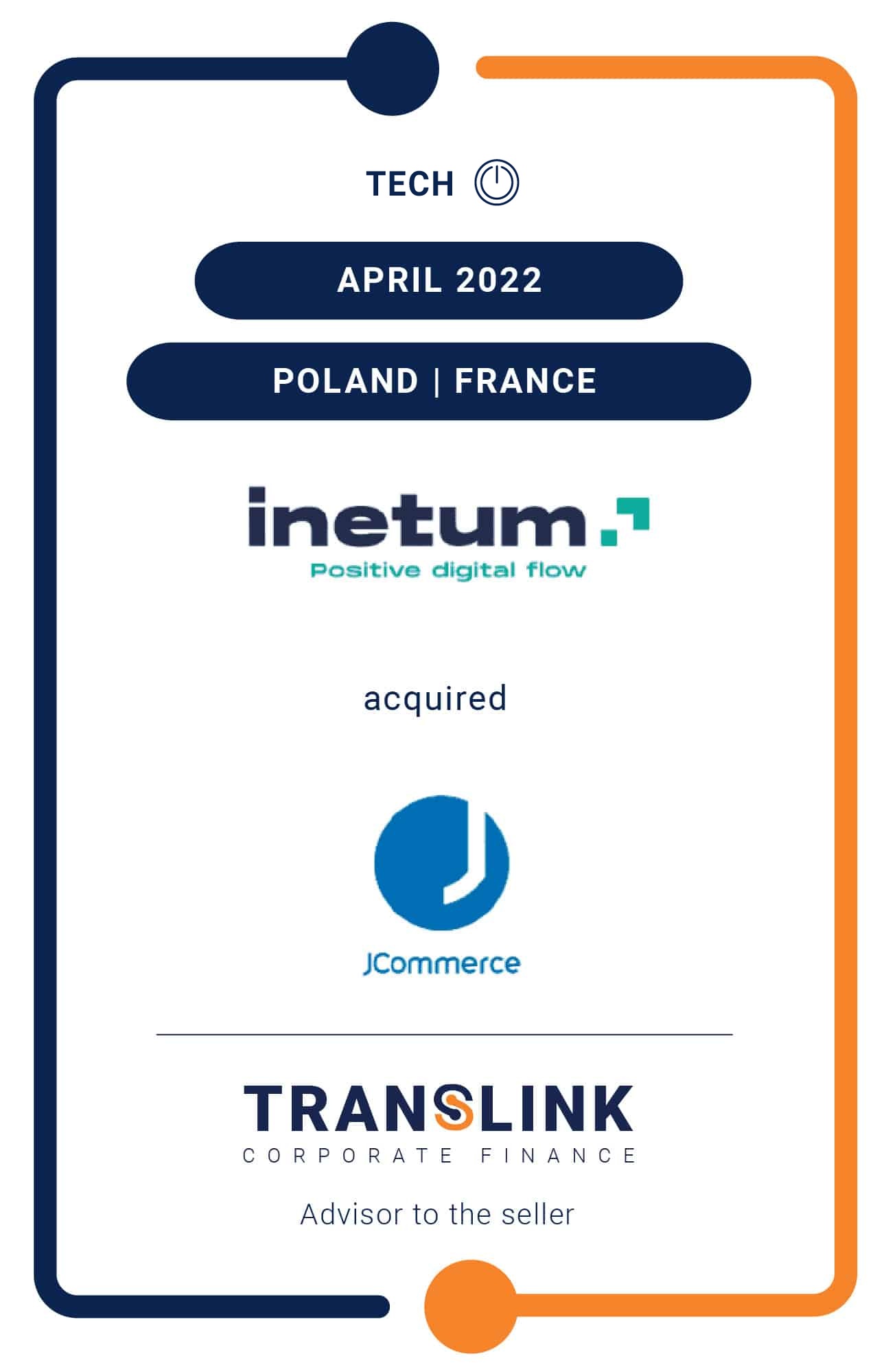 Translink advised JCommerce in the 100% sale to Inetum Group