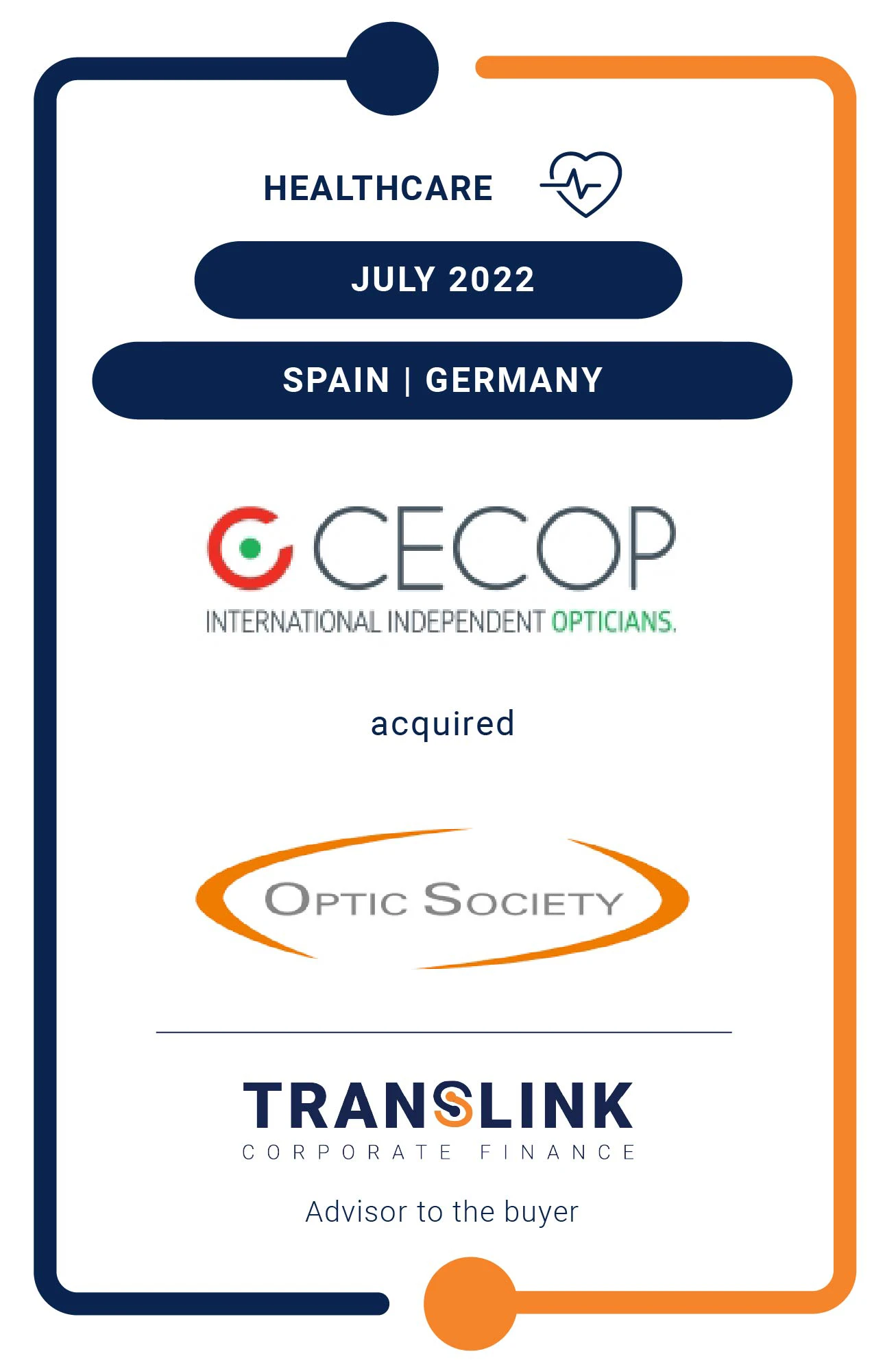 Translink Corporate Finance Advised CECOP Group On The Acquisition Of Optic Society Vertriebs GmbH