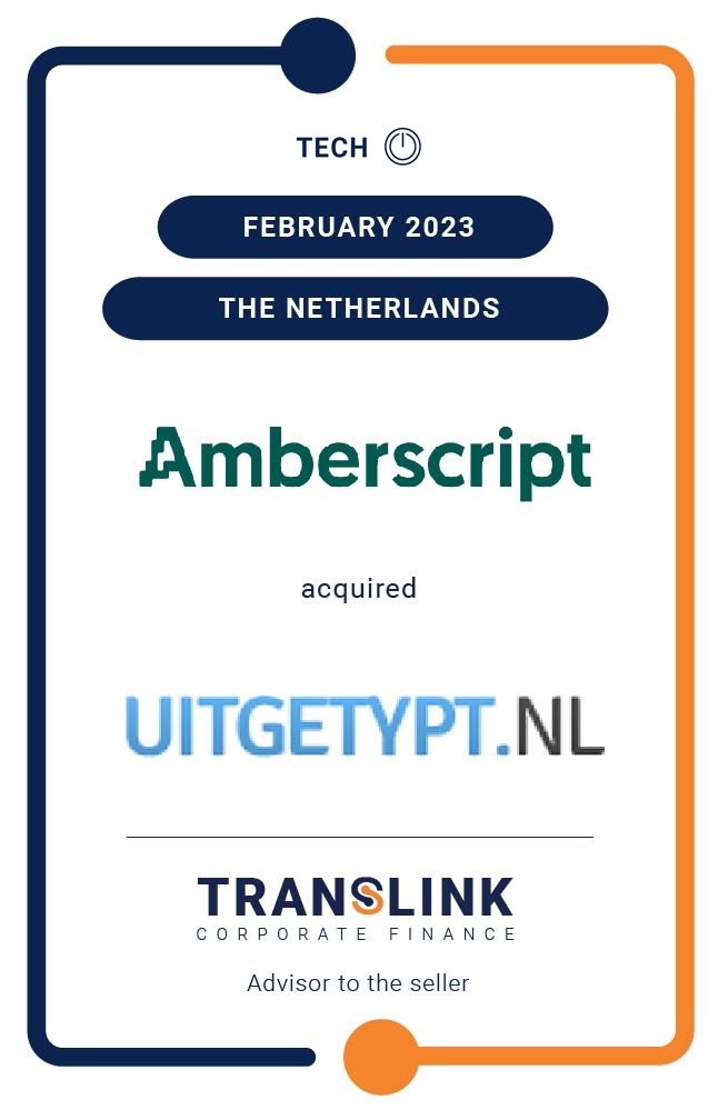 Translink Corporate Finance acted as the exclusive advisor to the shareholders of Uitgetypt.nl on the sale to Amberscript
