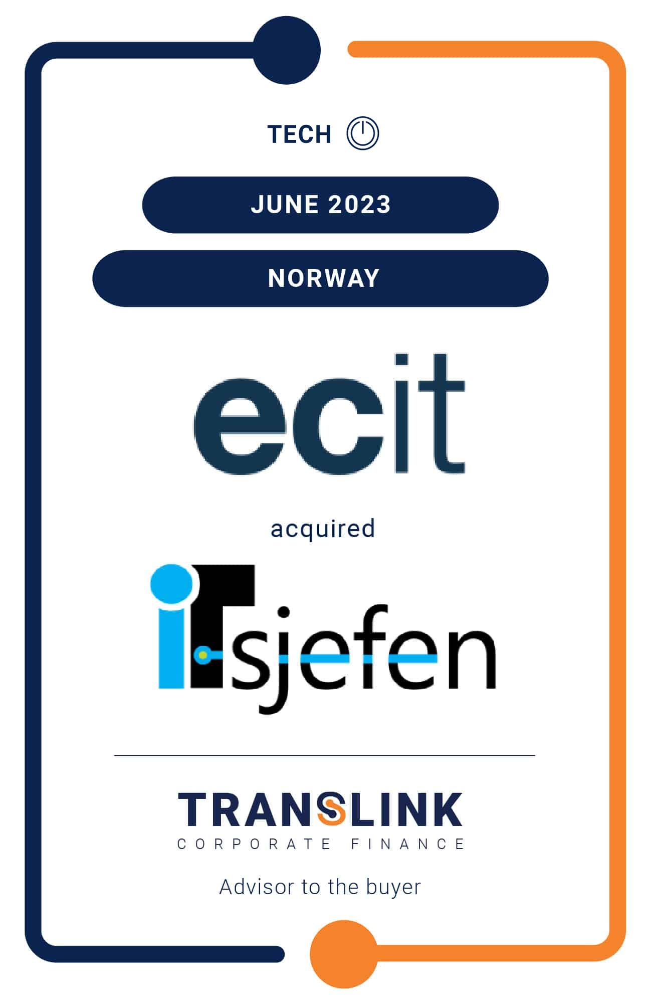 Translink Corporate Finance Acted As The Advisor To ECIT On The Acquisition Of ITsjefen AS