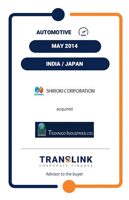 Translink acted as advisor to Shiroki Corporation