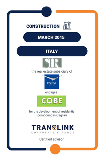 Translink advises Developer Ronda SpA to engage in COBE