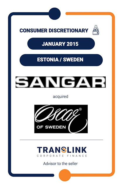 Translink advises Oscar of Sweden AB on the sale of the company to AS Sangar (Estonia)