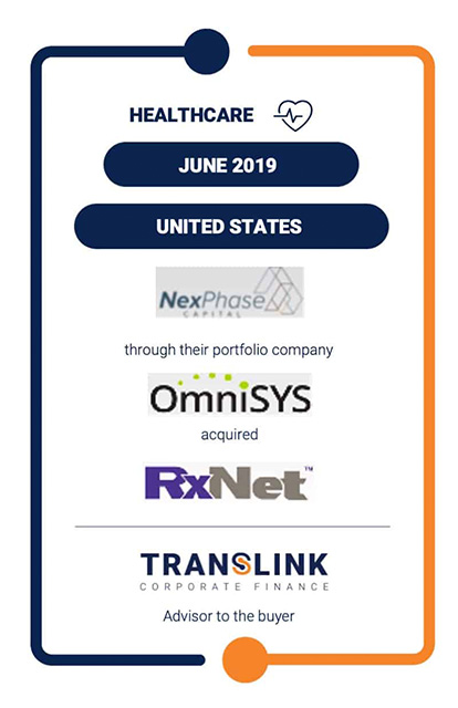 OMNISYS ACQUIRES AUTOMATED PRICING SOLUTION PROVIDER, RX-NET- TRANSLINK ACTED AS ADVISOR TO THE BUYER