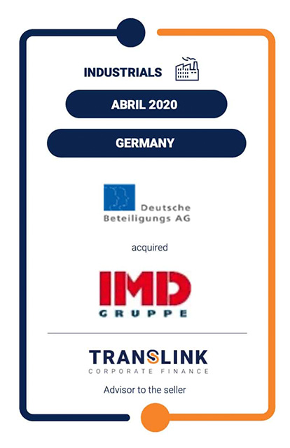 Translink Corporate Finance advises the owners of IMD Group, a provider of installation services in the field of underground cable laying and pipeline engineering, on the sale of their shares to Deutsche Beteiligungs AG