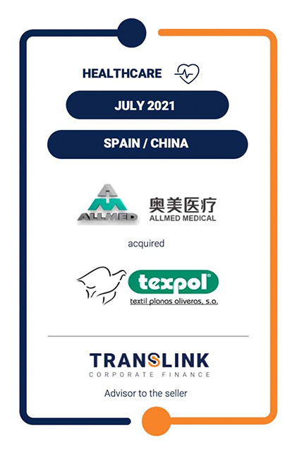 TRANSLINK ADVISED TEXPOL’S SHAREHOLDERS ON ITS 100% SALE TO ALLMED MEDICAL PRODUCTS