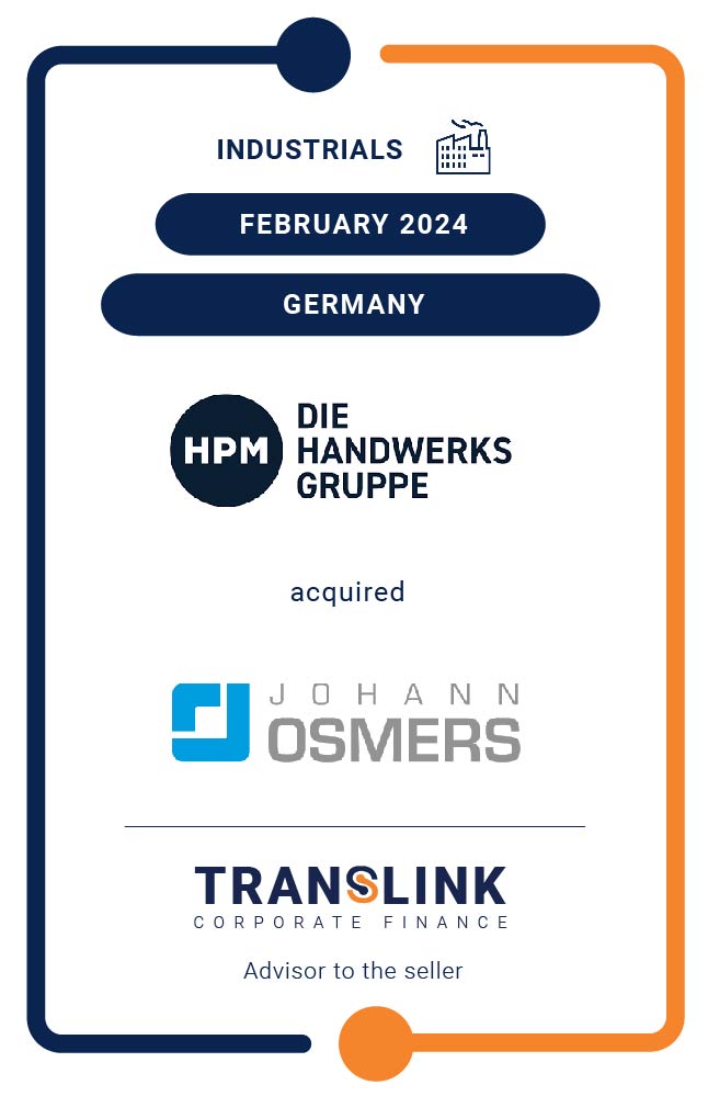 Translink Corporate Finance Acted As The Advisor To Johann Osmers GmbH & Co. KG On The Sale To HPM Die Handwerksgruppe