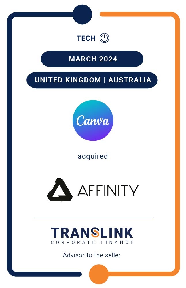 Translink Corporate Finance Acted As The Lead Advisor To The Shareholders Of Serif Group Ltd, Creators Of The Affinity Design Suite, On The Sale To Canva Inc.