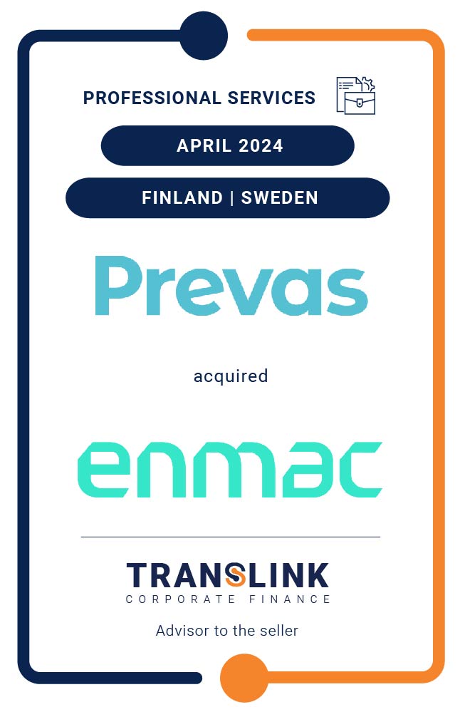 Translink Corporate Finance Acted As The Advisor To Korona Invest and Other Shareholders Of Enmac On Its acquisition by Prevas AB (publ.)