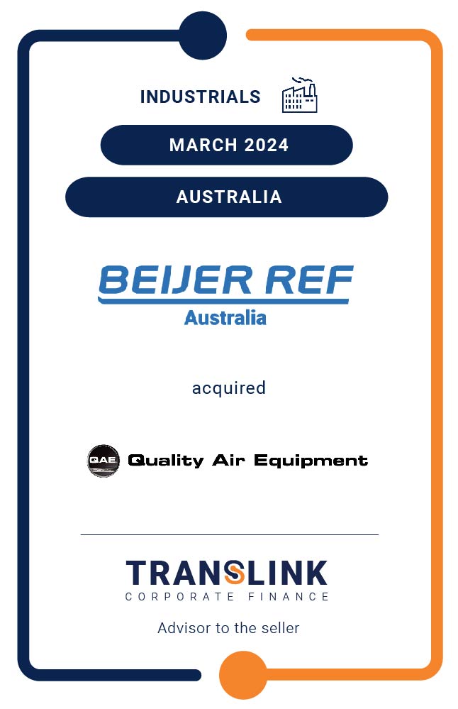Translink Corporate Finance acted as the advisor to Quality Air Equipment in the sale to Beijer Ref Australia