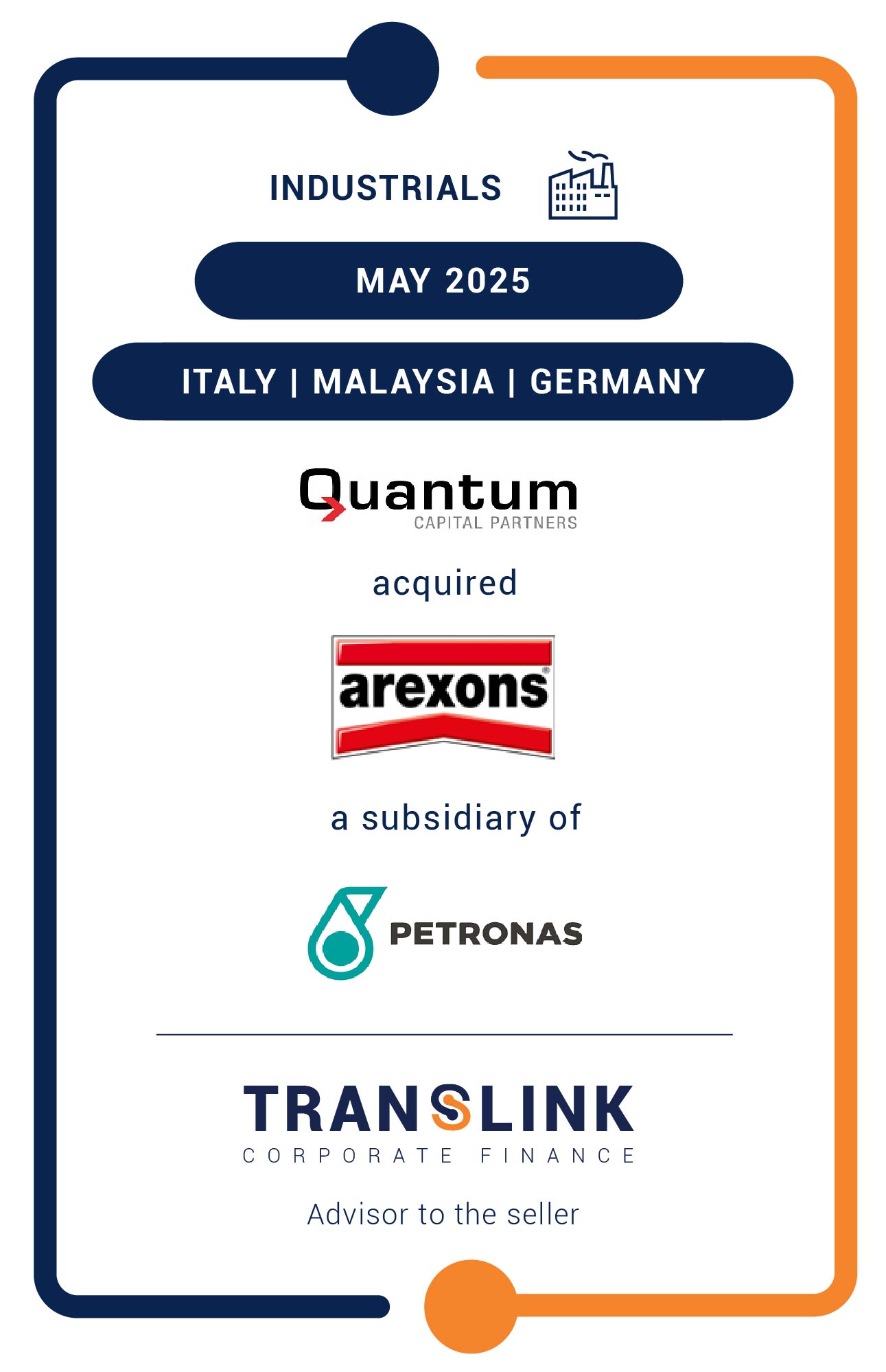 Translink Corporate Finance advised Petronas in its sale of Arexons to Quantum Capital Partners