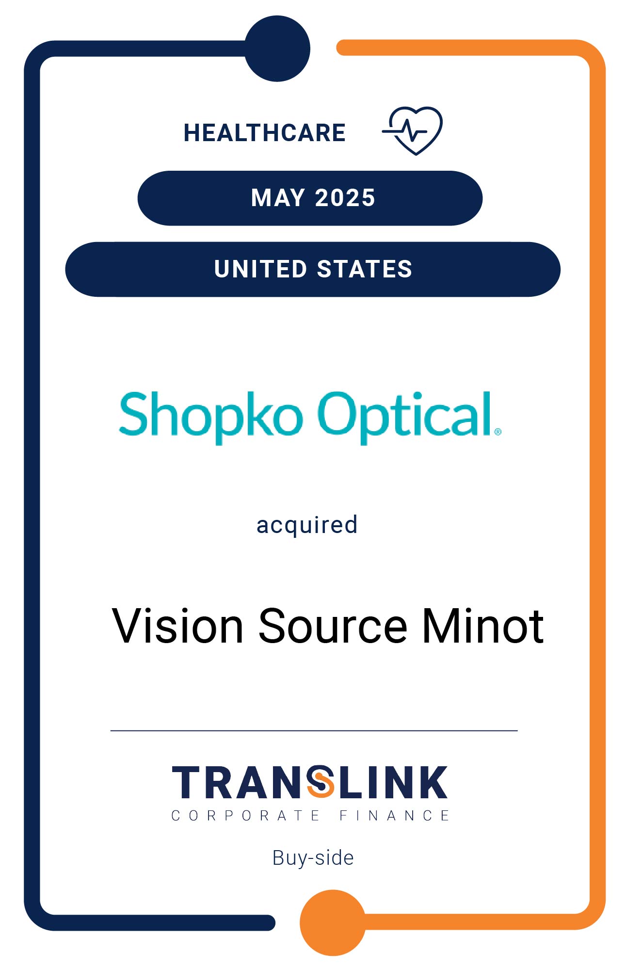 Translink’s US partner, Dinan & Company, initiated the acquisition of Vision Source Minot by Shopko Optical