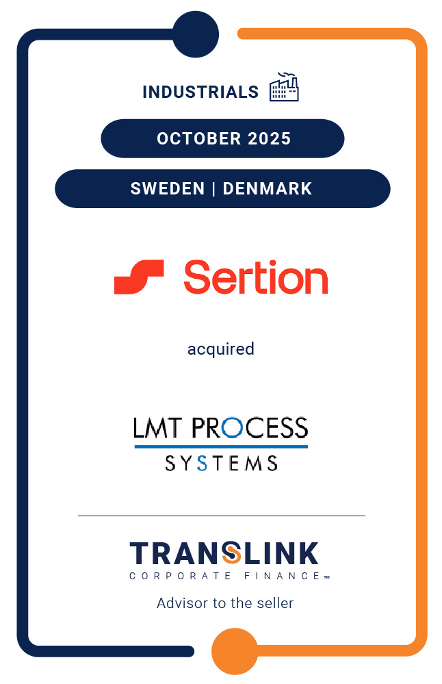 Translink Corporate Finance acted as the advisor to the owners of LMT Process Systems in the sale to Sertion