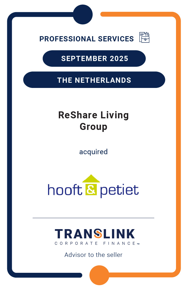 Translink Corporate Finance acted as the advisor the shareholders of Hooft & Petiet on the sale to ReShare Living Group