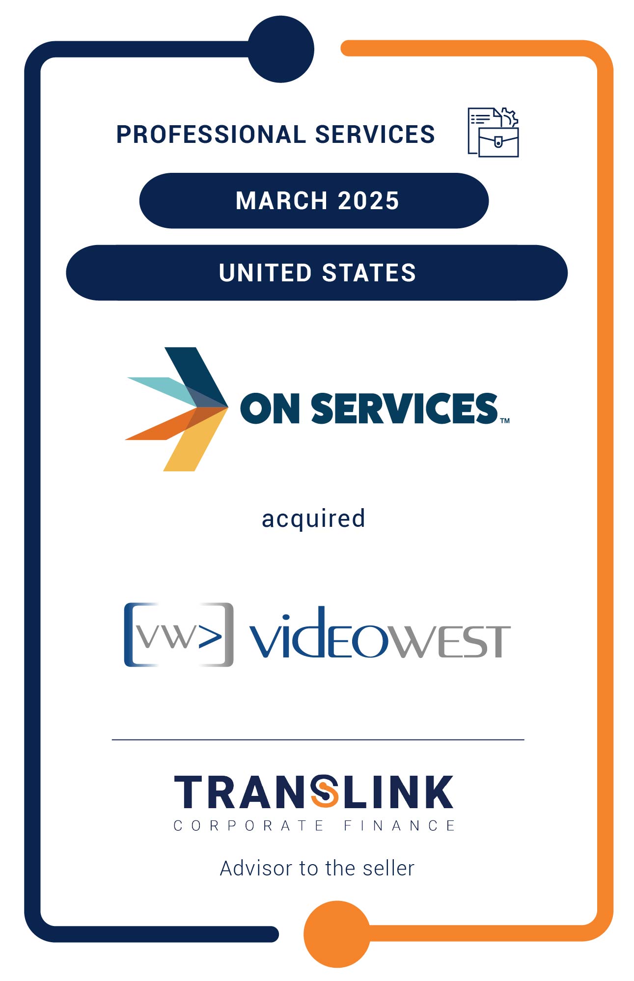 Translink’s US partner, Dinan Capital Advisors, advised Video West on its sale to ON Services