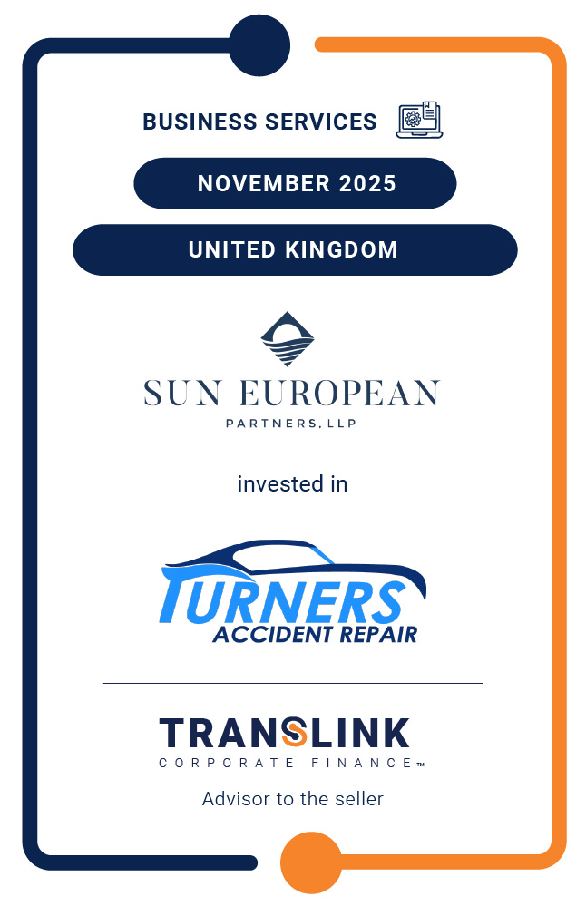 Translink Corporate Finance acted as the advisor to Turners Accident Repair on its investment from Sun European Partners