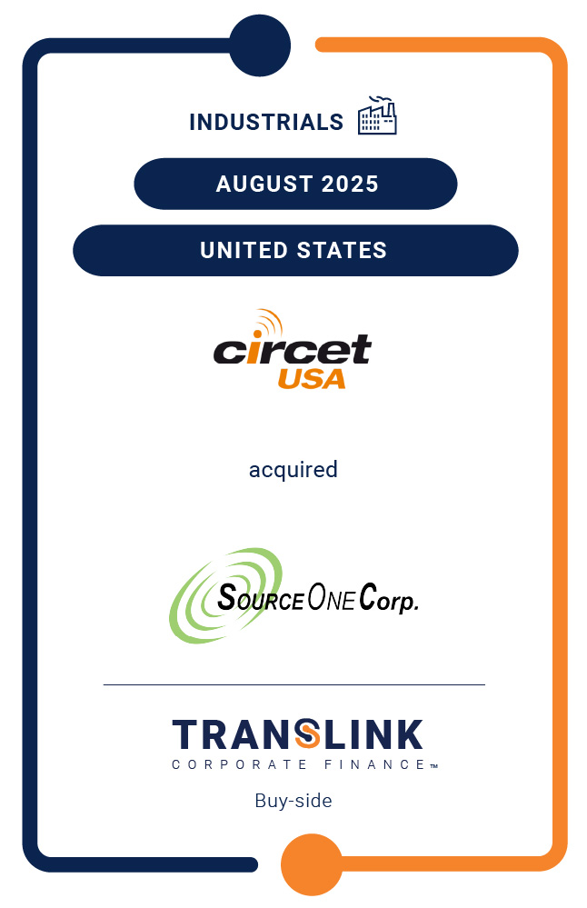 TTranslinkCF’s US partner, Dinan & Company, initiated the acquisition of SourceOne Corporation by Circet USA