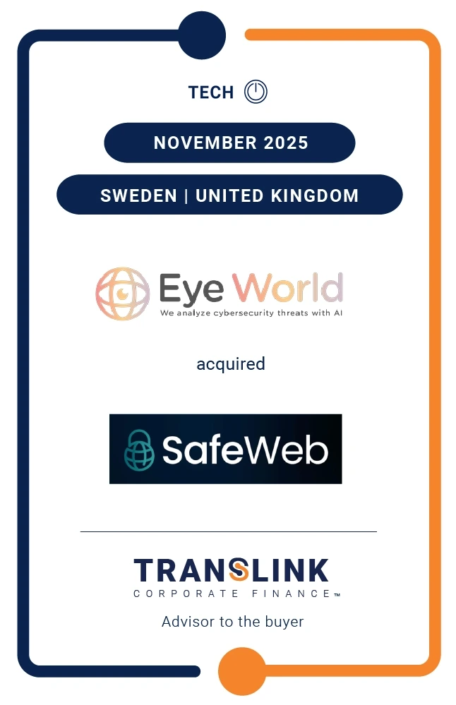 Translink Corporate Finance acted as the advisor to Eye World on its acquisition of SafeWeb