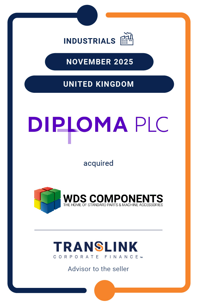 Translink Corporate Finance acted as advisor to the shareholders of WDS Components on its sale to Diploma PLC