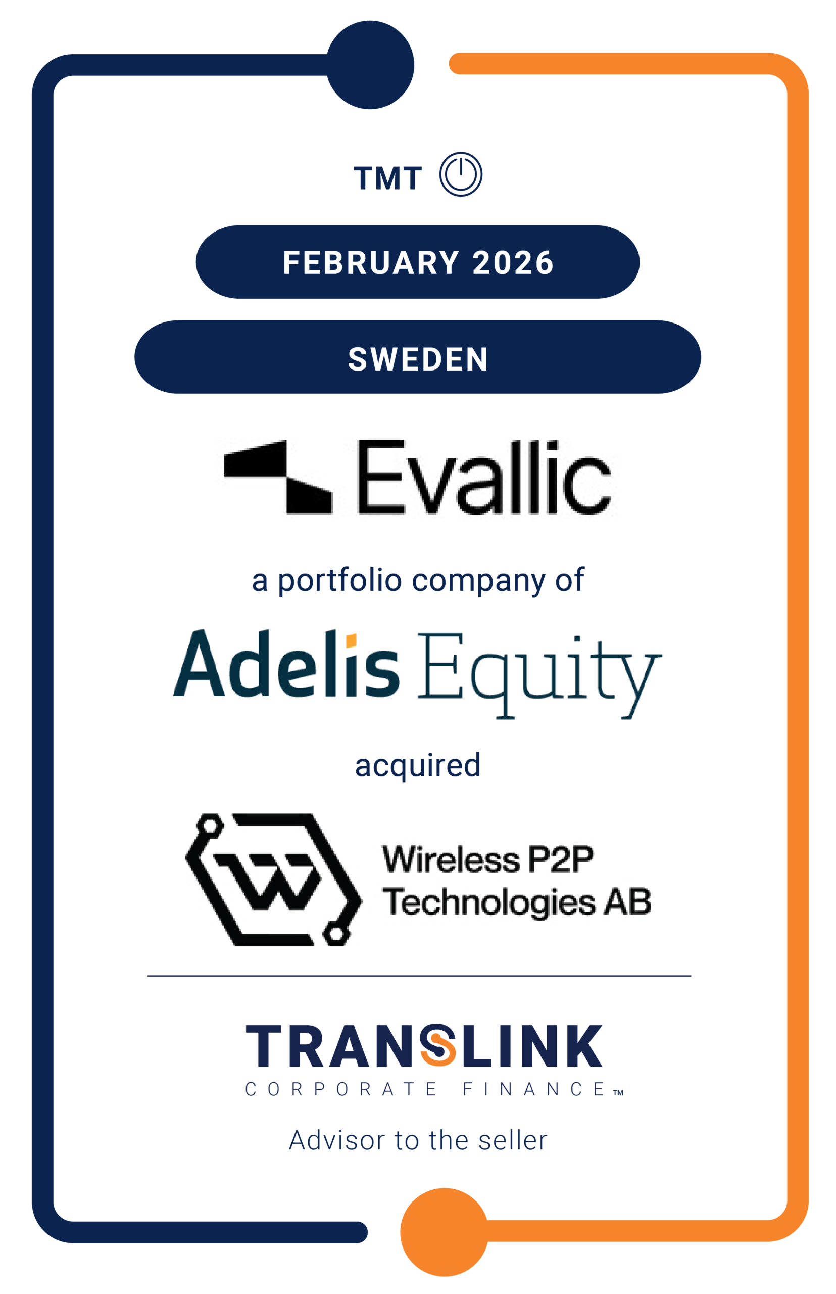 Translink Corporate Finance advised Wireless P2P Technologies, on its partnership and sale to Evallic, a portfolio company of Adelis Equity