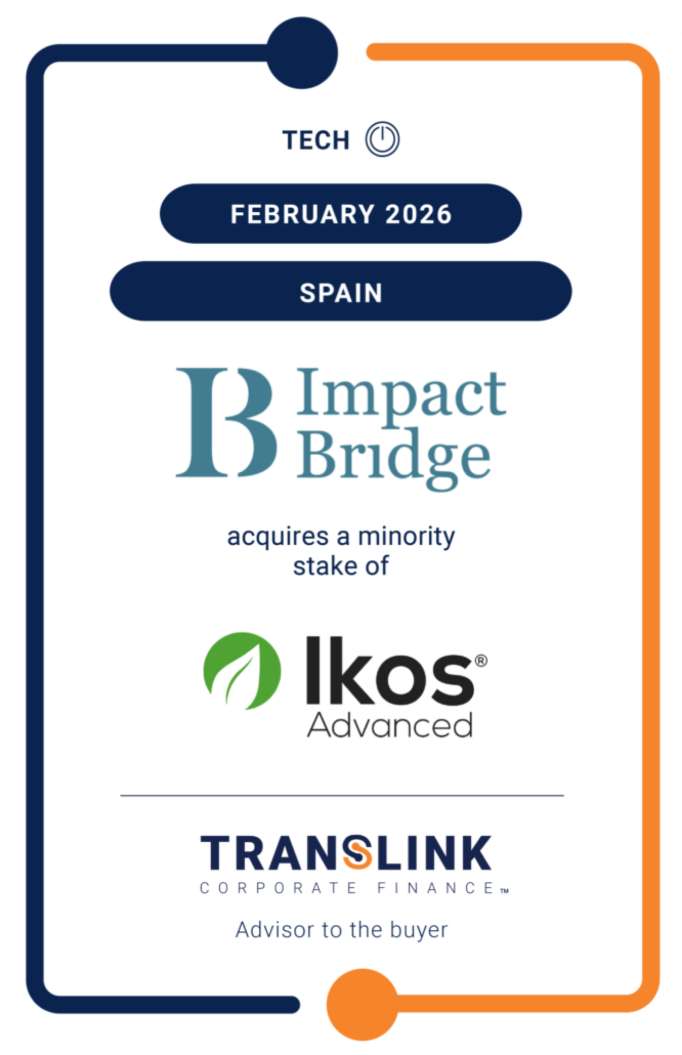 Translink Corporate Finance advised Impact Bridge Asset Management on its investment in IKOS Advanced