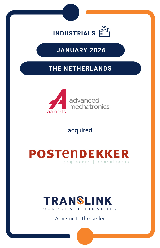 Translink Corporate Finance acted as advisor to the shareholders of Post en Dekker on the sale to Aalberts advanced mechatronics