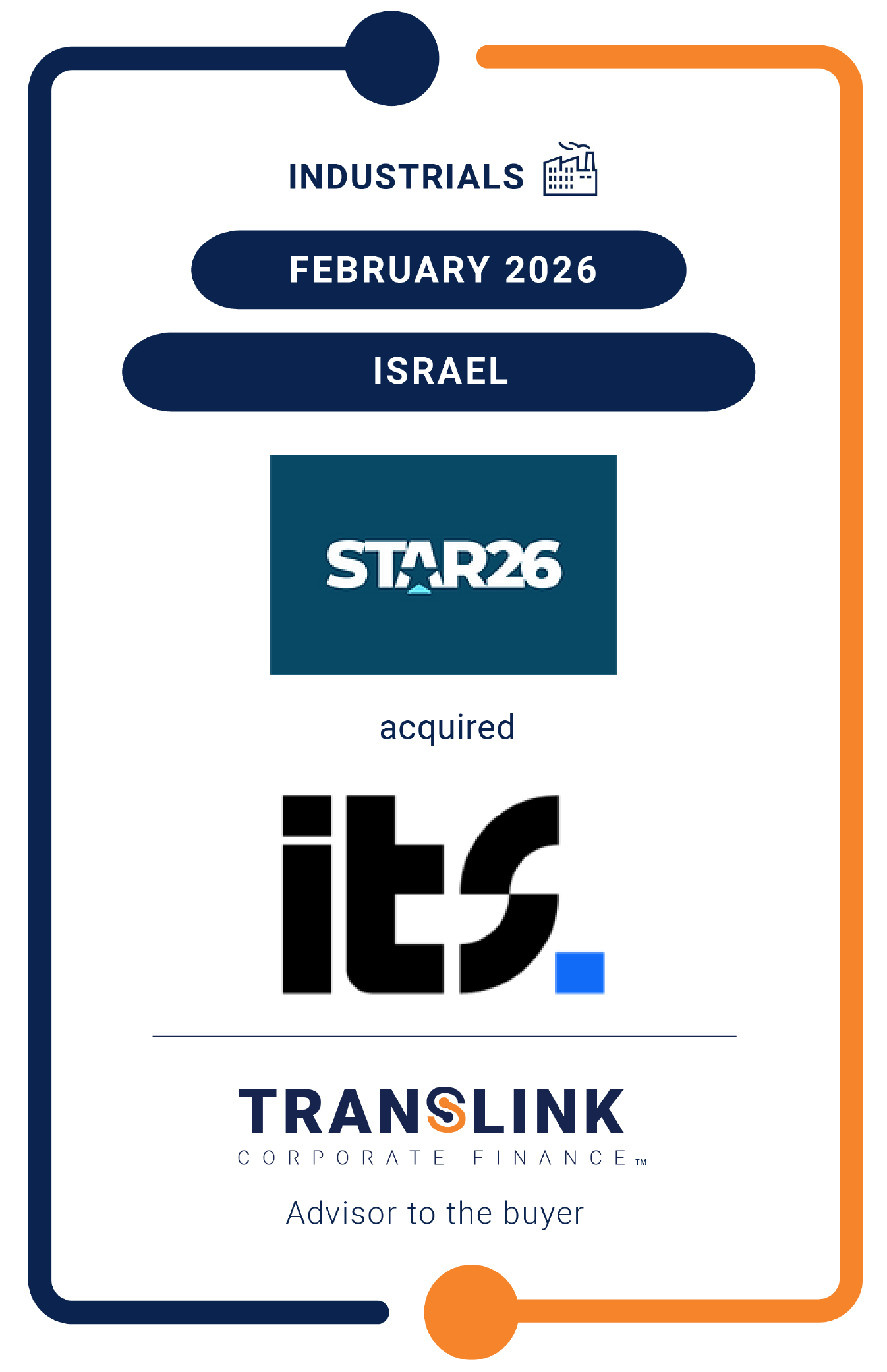 Translink Corporate Finance acted as exclusive advisor to Star26 on the acquisition of ITS
