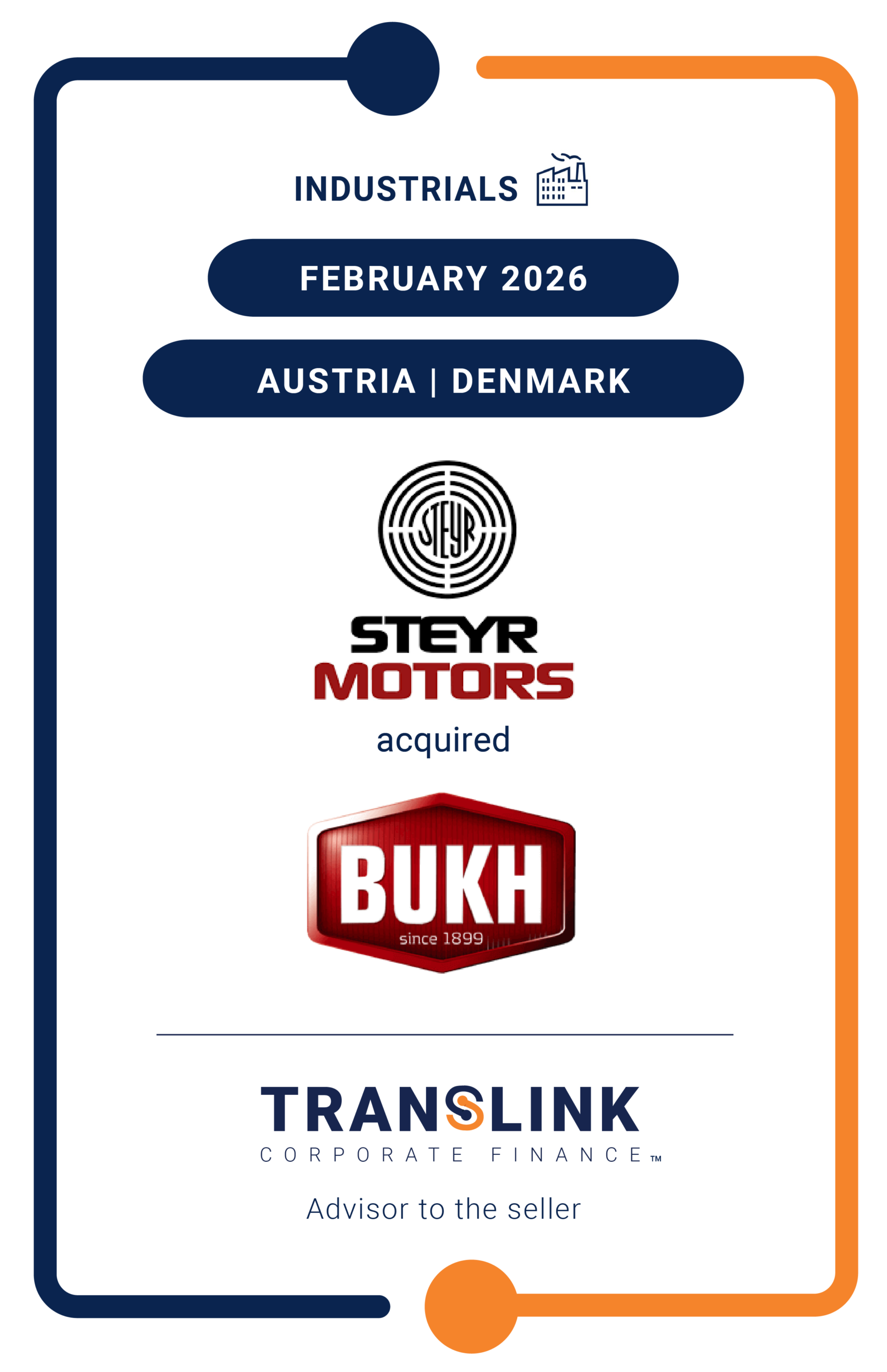 Translink Corporate Finance advised BUKH A/S on the sale to Steyr Motors AG
