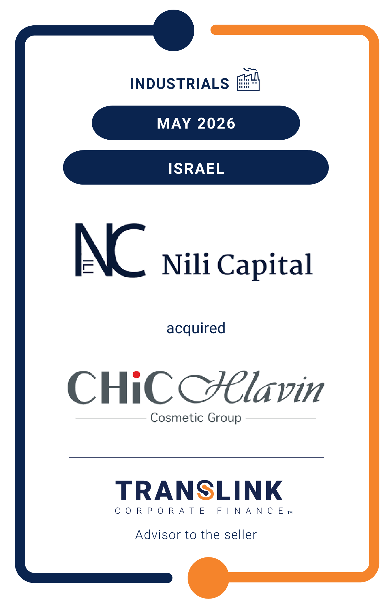 Translink Corporate Finance advised Chic Hlavin Cosmetic Group on its sale to Nili Capital