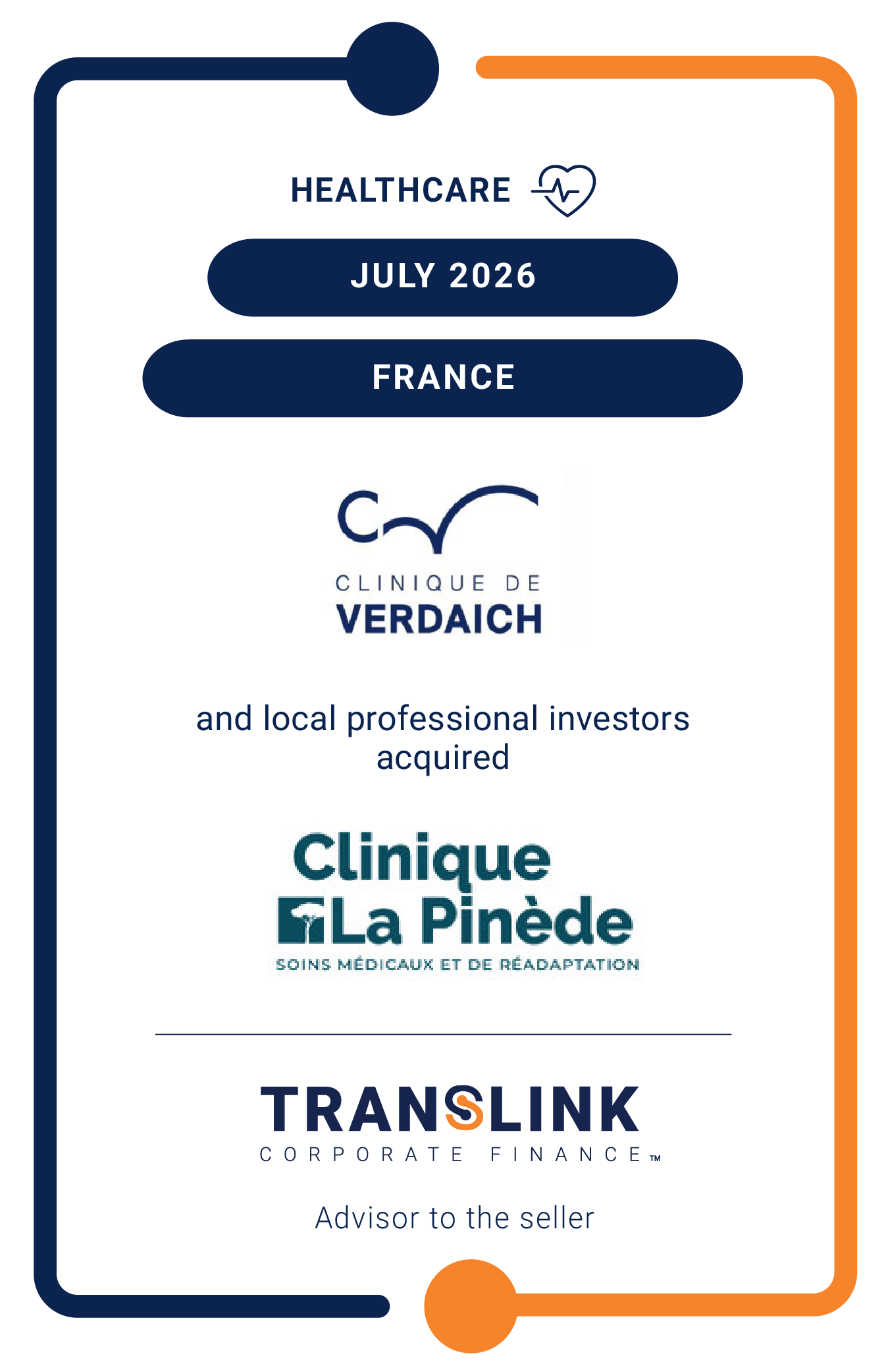 Translink Corporate Finance advised Clinique La Pinède on its sale to Clinique de Verdaich and local professional investors
