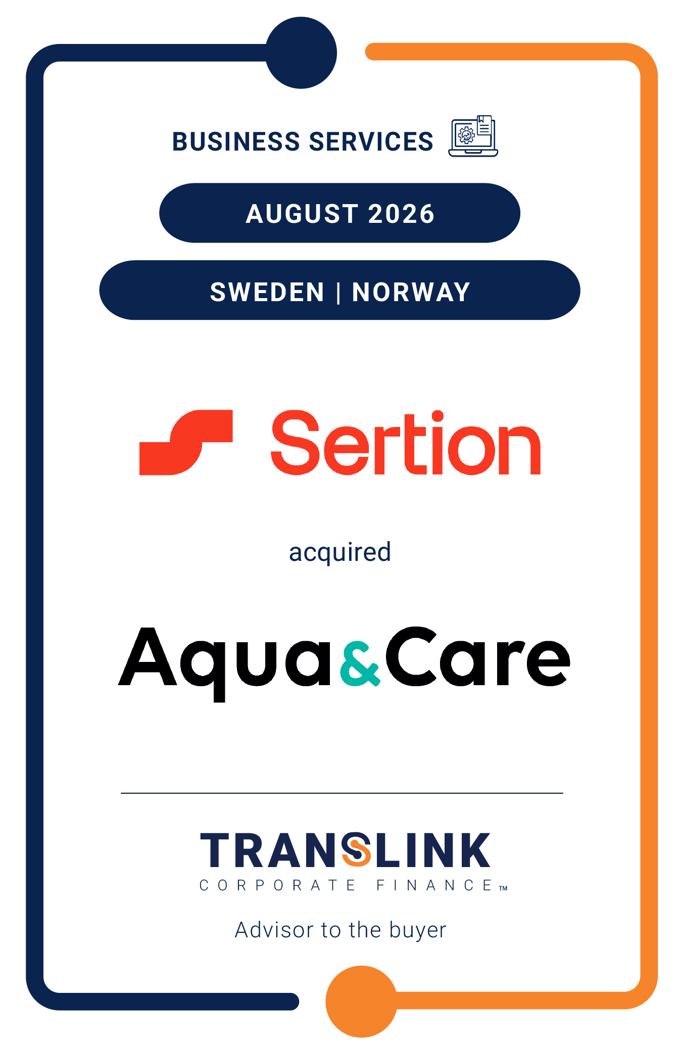 Translink Corporate Finance advised Sertion on its acquisition of Aqua & Care