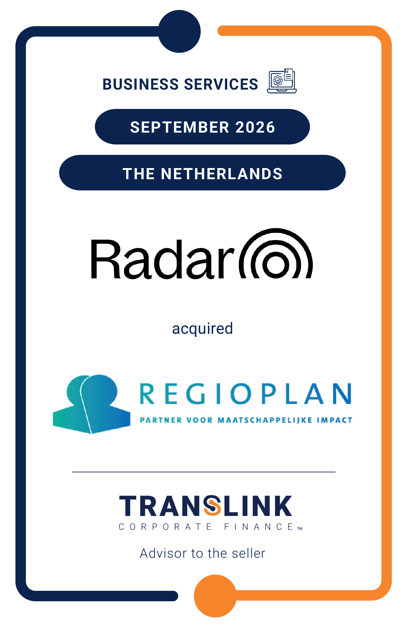 Translink Corporate Finance advised Regioplan on its sale to RadarGroep